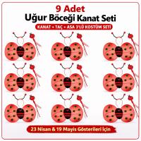 9’lu Uğur Böceği Ateş Böceği Kostüm Seti – Kanat Taç Asa