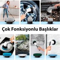 9'u 1 Arada Çok Amaçlı Kablosuz Şarjlı Temizlik Fırçası IP67 Yıkanabilir Başlık