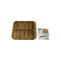 AKASYA KARE 4 BÖLMELİ  AHŞAP SERVİS SUNUM TEPSİ - TAHTASI  20 X 1.4CM