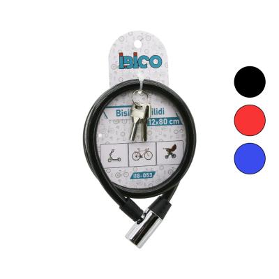 ANAHTARLI METAL KAFA BİSİKLET KİLİT ÇELİK TEL SİYAH ŞEFFAF KILIF 12MMX80CM