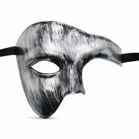 Antik Eskitme Gümüş Erkek Yarım Maske - Phantom &amp;amp; Balo Maskesi