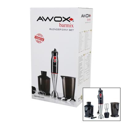 AWOX BARMİX  3İN1  BLENDER SETİ  ÇELİK 2Lİ MİKSER   ÇELİK RONDO BIÇAK   ÇELİK 4 KANATLI BIÇAK   1000W