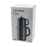 AWOX FRESCO SİYAH ELEKTRİKLİ ÇAY MAKİNESİ ÇAYCI SET 1.7LT SU ISITICI + 1.2LT DEMLİK PASLANMAZ ÇELİK GÖVDE 2200W