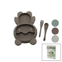 AYICIK MODEL=3 BÖLMELİ BEBEK BESLENME SETİ 3PCS=MAMA KABI-KAŞIK-ÇATAL 500ML RENKLİ PLST