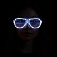 Beyaz Led Işıklı Parti Gözlüğü - Neon Glow Şerit Gözlük 3 Modlu
