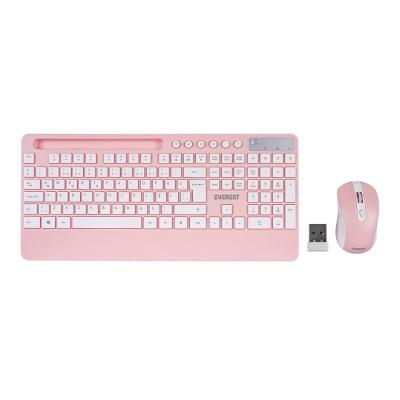 BEYAZ - PEMBE KABLOSUZ KLAVYE - MOUSE SETİ TABLET - TELEFON STANDLI Q KALVYE