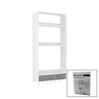 BEYAZ YAPIŞKANLI DUVAR ORGANİZERİ PLASTİK 3 RAF=14CM-19CM-30CM - 2 ÇEKMECE=40CM - 6 ASKI 19 PARÇA