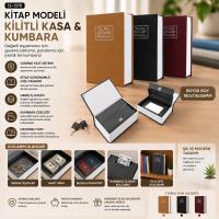 BÜYÜK=180X115X55MM KİTAP MODELİ KİLİTLİ KASA - KUMBARA RENKLİ