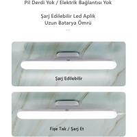 Cabınet Şarjlı Kolay Taşınabilir Mıknatıslı Led Işık Kablosuz Kademeli 3 Renk Aplik
