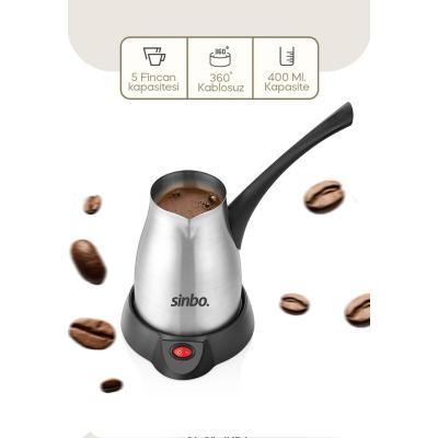 ÇELİK ELEKTRİKLİ CEZVE TÜRK KAHVE MAKİNESİ - 5FİNCAN=400ML 360° KABLOSUZ KULLANIM KATLANIR KULP 700W SCM-2967