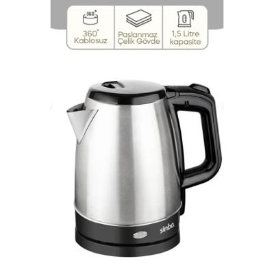 ÇELİK KETTLE 1.7LT GİZLİ REZİSTANS - KABLOSUZ SK-8015