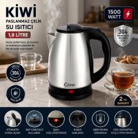 ÇELİK KETTLE ELEKTRİKLİ SU ISITICISI PASLANMAZ ÇELİK GİZLİ REZİSTANS 360° 1.8LT 1500W KK-3331