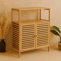 ÇOK AMAÇLI DOLAP AHŞAP BAMBU ORGANİZER RAFLI 66X33X85CM