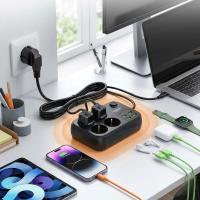 Çoklu Priz Uzatma Kablosu 4 Soket + 4 USB + 2 Type-C – Termal Akım Korumalı, Isıya Dayanıklı, Çocuk Korumalı Güvenli Priz 100-250V