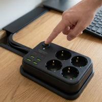 Çoklu Priz Uzatma Kablosu 4 Soket + 4 USB + 2 Type-C – Termal Akım Korumalı, Isıya Dayanıklı, Çocuk Korumalı Güvenli Priz 100-250V