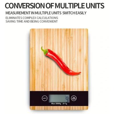Crown Dijital Hassas Mutfak Tartısı - Terazisi-Hassas Ölçüm 5kg Bambu Görünümlü