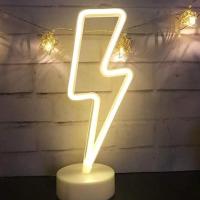 Dekoratif Şimşek Şeklinde Pilli Neon Led Lamba Süs Masa Lambası