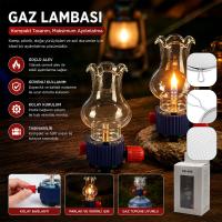 DEKORATİF GAZ LAMBASI GAZ KARTUŞ UYUMLU TAŞINABİLİR - CAM HAZNELİ ISIYA DAYANIKLI