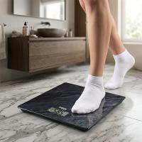 DİJİTAL - PİLLİ BANYO BASKÜL TERAZİ TARTI LCD EKRAN - SICAKLIK GÖSTERGE 180KG/50GR 28X28CM SBS-4452