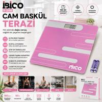 DİJİTAL - PİLLİ RENKLİ CAM BANYO BASKÜL TERAZİ TARTI LCD EKRAN 180KG/50GR 26X26CM İ11-024