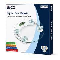 DİJİTAL - PİLLİ YUVARLAK BANYO BASKÜL TERAZİ TARTI LCD EKRAN 180KG/0.1G 30X30CM İ11-026