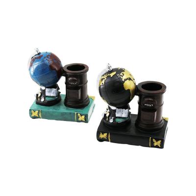 DÜNYA - KİTAP VİNTAGE DEKORATİF BİBLO - KALEMLİK RENKLİ 15X13.5X8CM REÇİNE