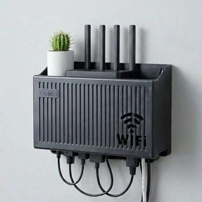 Duvar Tipi Wi-Fi Modem Saklama Kutusu(Siyah) – Kablo Düzenleyici Router Raf Organizer