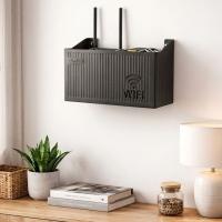 Duvar Tipi Wi-Fi Modem Saklama Kutusu(Siyah) – Kablo Düzenleyici Router Raf Organizer