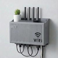 Duvar Tipi Wi-Fi Modem Saklama Kutusu(Gri) – Kablo Düzenleyici Router Raf Organizer