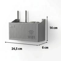 Duvar Tipi Wi-Fi Modem Saklama Kutusu(Gri) – Kablo Düzenleyici Router Raf Organizer