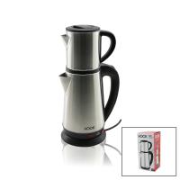 ELEKTRİKLİ ÇAY MAKİNESİ ÇAYCI SET 1.8LT SU ISITICI PLS.+ 0.8LT DEMLİK ÇELİK TABAN 1800W 360 DERECE GÖVDE HK-509