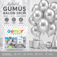 GM-110-38 METALİK - GÜMÜŞ BALON 11'' - 28CM - 100 PARÇA