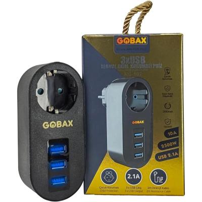 Gobax Termal Akım Korumalı Akıllı Priz 3xusb Li, Çocuk Korumalı, Led Işıklı, Yüksek Isıya Dayanıklı