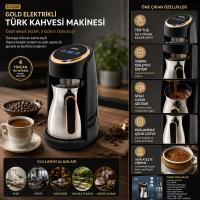 GOLD ELEKTRİKLİ TÜRK KAHVESİ MAKİNESİ 4 FİNCAN SESLİ UYARI - TAŞMA ÖNLEYİCİ SİSTEM SCM-2984