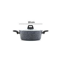 GRİ 7 PARÇA GRANİT TENCERE - TAVA SETİ 20-24CM DERİN - 27CM BASIK CAM KAPAK TENCERE - 26CM TAVA