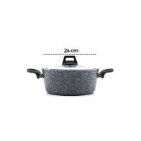 GRİ 7 PARÇA GRANİT TENCERE - TAVA SETİ 20-24CM DERİN - 27CM BASIK CAM KAPAK TENCERE - 26CM TAVA