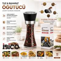 HAND GRINDER BÜYÜK CAM HAZNELİ - PLS.KAPAKLI - KROM BELLİ TUZ - BAHARAT ÖĞÜTÜCÜ