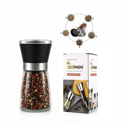 HAND GRINDER KÜÇÜK CAM HAZNELİ - PLS.KAPAKLI - KROM BELLİ TUZ - BAHARAT ÖĞÜTÜCÜ