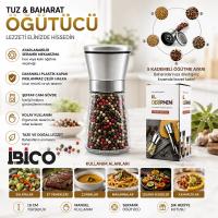HAND GRINDER KÜÇÜK CAM HAZNELİ - KROM KAPLAMA PLS.KAPAKLI TUZ - BAHARAT ÖĞÜTÜCÜ İ22-411