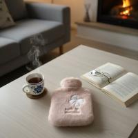 Hello Everyone Yazılı Kurdeleli Pembe Peluş Sıcak Su Torbası 1 Lt – Yumuşak Kılıf, Uzun Süre Sıcak Tutan Termal Su Torbası