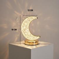 Hilal AY Model Kristal LED Masa Lambası – Dokunmatik, 3 Renk Işık Modlu, Şarjlı Mini Dekoratif Gece Lambası