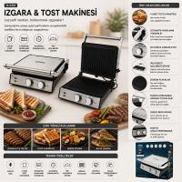 IZGARA VE TOST MAKİNESİ 4 DİLİM YAPIŞMAZ YÜZEY 2000W SSM-2598