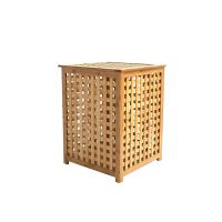 KALIN AHŞAP BAMBU KİRLİ ÇAMAŞIR SEPETİ KUMAŞ ÇANTALI SEPET=40X40X58CM