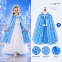 Kar Tanesi Desenli Mavi Elsa Pelerini - Astarlı Frozen Pelerini 85 cm