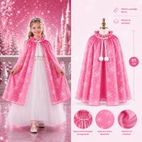 Kar Tanesi Desenli Pembe Elsa Pelerini - Astarlı Frozen Pelerini 85 cm