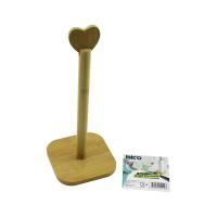 KARE ALTLIK=12X12CM AHŞAP BAMBU KAĞIT HAVLULUK KALP BAŞLI SAP=28.5CM