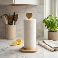 KARE ALTLIK=12X12CM AHŞAP BAMBU KAĞIT HAVLULUK KALP BAŞLI SAP=28.5CM