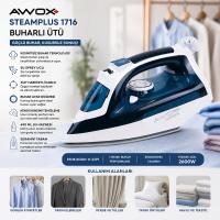 KOYU MAVİ - BEYAZ BUHARLI ÜTÜ SERAMİK TABAN - 360° HAREKETLİ KABLO - BUHAR AYARLAMA 2100W STEAMPLUS-1716