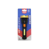 KÜÇÜK=15CM 2İN1= OSL LED - COB LED USB ŞARJLI EL FENERİ 3-KADEME IŞIK - FLAŞÖR ŞARJ GÖSTERGE