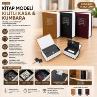 KÜÇÜK=114X80X45MM KİTAP MODELİ KİLİTLİ KASA - KUMBARA RENKLİ